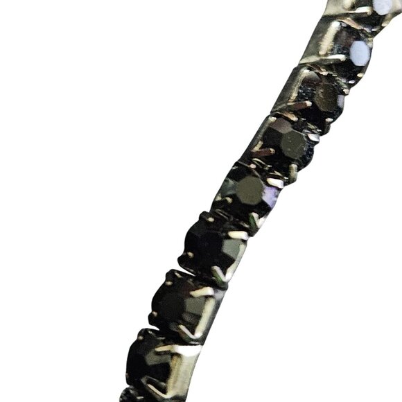 Elegant Black Stone Stainless Steel Eternity Band Tennis Bracelet Jewelry Women - Picture 3 of 4